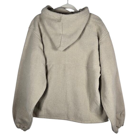 Earth Ragz Hoodie Mens Large Beige Deer Embroidered Zip Fleece Jacket Mexico - Picture 10 of 14